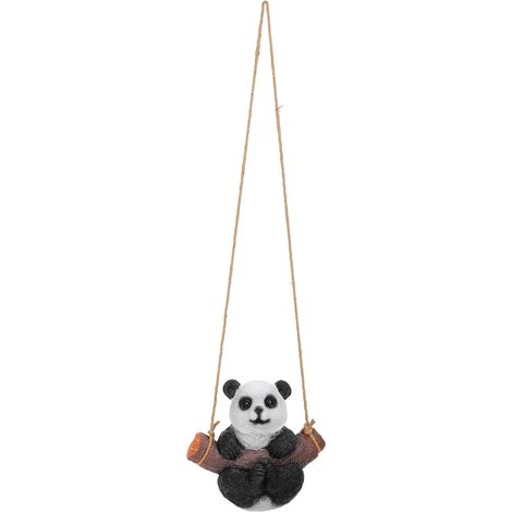 Statue de Panda en Resine pour Jardin, Balançoire Décorative Extérieure - Idéal Terrasse, Pelouse, Bureau