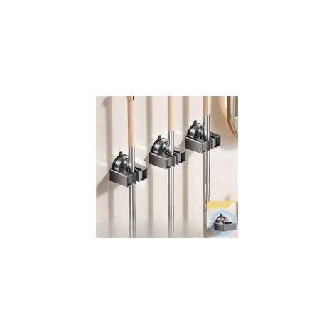 Lot de 3 supports muraux pour balai à franges avec ventouse puissante, pour rangement de salle de bain