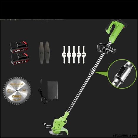 Tondeuse à gazon électrique sans fil 12V/24V avec batterie 2xBattery 800W Lithium tondeuse à gazon électrique mauvaises herbes désherbeuse outils d'élagage de jardin ( Color : 24v green Type B , Size (1/5)