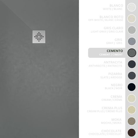 SOULBATH Receveur de Douche -Résine -Gel Coat -Texture Lisse/Pierre -Antidérapant -Couleur Gris Ciment - 60X60- Extra plat 3cm. Bonde de Vidage incluse - Standard (1/5)