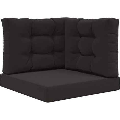 Ensemble de trois coussins pour canapé d'extérieur, en polyester noir (1/5)