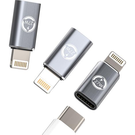 Adaptateur de Charge USB C Femelle vers Lightning mâle 27W (3 pièces) Conversion PD pour 14 13 Câble Type C Adaptateur Lightning Convertisseur pour Accessoires (1/5)
