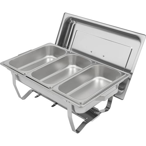 Edelstahl Chafing Dish Speisenwärmer Warmhaltebehälter Wärmebehälter 8 L für Catering Buffet und Party Mit Cover