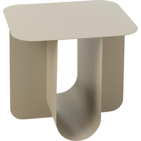 Table d'Appoint Carrée en Métal "Reva" 39cm Beige