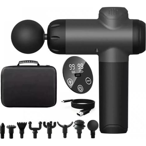 Pistolet de massage percussion 99 vitesses - 8 têtes pour tissus profonds - Massage musculaire manuel - Récupération sportive (1/5)