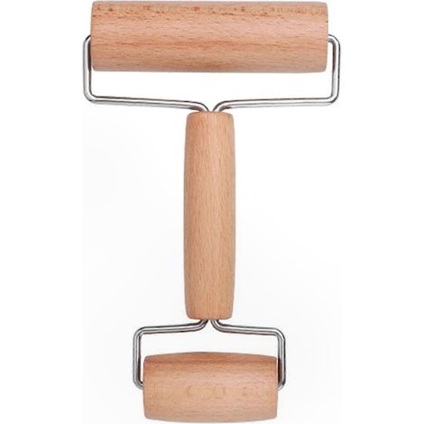 Rouleau à pâtisserie en bois de hêtre naturel pour aplatir la pâte à la maison et dans les commerces (1/5)