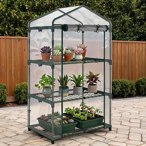 Serre de jardin transparent en métal plastique 69 x 49 x 125 cm (1/5)