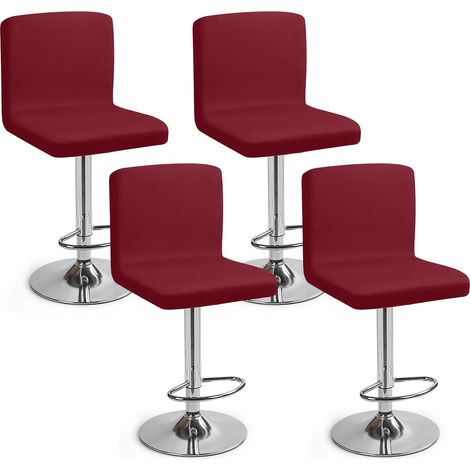 Housses de Chaise de Bar Extensible,Lot de 4 Housse de Chaise de Salle à Manger de Bar Universel Housse de Tabouret de Bar avec Dossier Housse Chaise de Bar pour Pub Cuisine Café(Rouge, Lot de 4) (1/5)