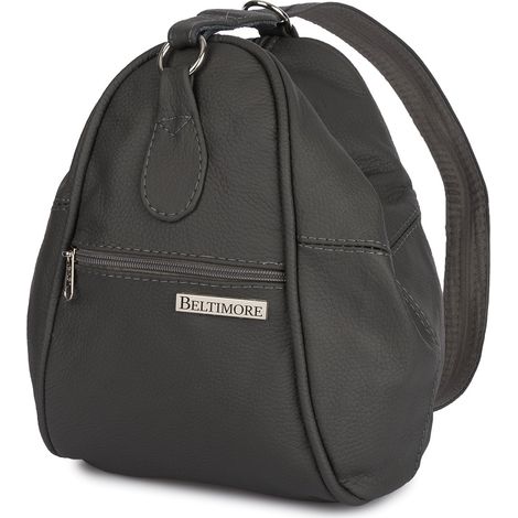 Mochila de piel gris para mujer, bolso 2 en 1 Beltimore 019 (1/5)