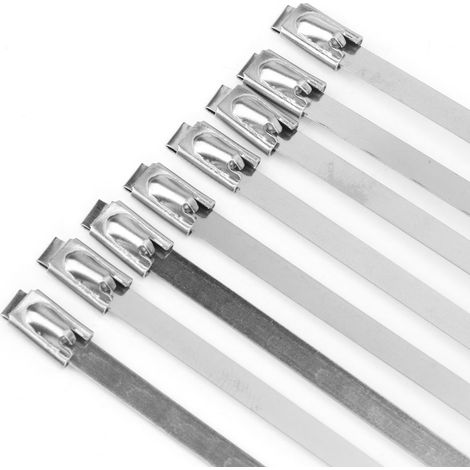 100 pièces liens câblage inox métalliques autobloquants 4,6x450 mm colliers serre-câble sangle fixation (1/5)