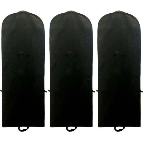 [Juego de 3] Fundas transpirables de 180 cm para prendas largas y vestidos de novia, para vestidos, trajes, abrigos, chaquetas, etc., color negro - Crezuo (1/4)
