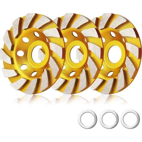 Lot de 3 meules diamantées pour meuleuse d'angle, 4 pouces, 12 segments, pour béton (1/4)