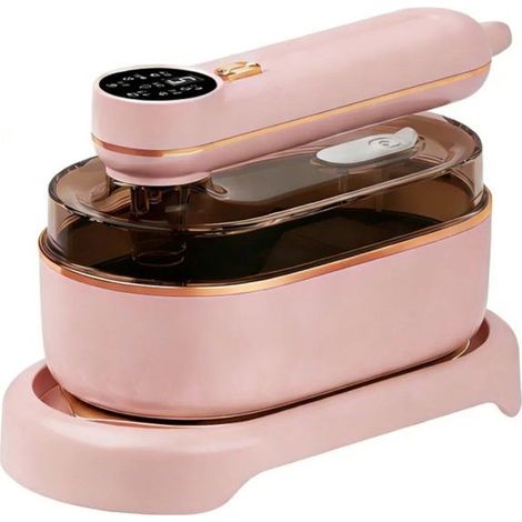 1 Centrale vapeur, fer à repasser suspendu et table intégrée, 6 réglages température, écran LCD, rose, voyage et maison (1/5)