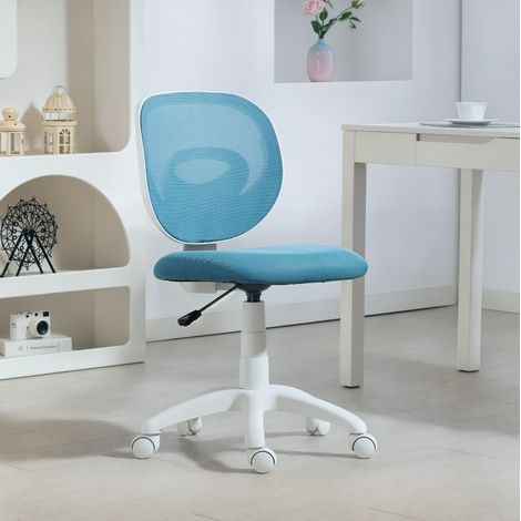 Bürostuhl 53x59.5x81-89 cm blau aus Kunststoff mit Netzrückenlehne und höhenverstellbarem, armlosem Design (1/5)