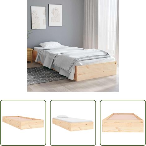 Lit simple bois - Cadre de lit sans matelas bois massif 75x190 cm (1/5)