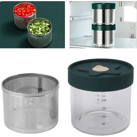 200 ml Aufbewahrungsbehälter für Zwiebeln und Ingwer mit Deckel, abtropffähig und hitzebeständig, ideal für die Zubereitung von Speisen und zum Würzen. (1/5)