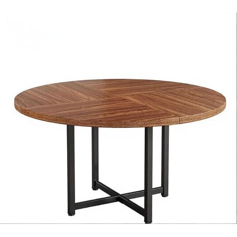Runder Esstisch im Industrial-Stil, 120 cm, Holz und Metall, Schwarz/Braun (1/5)