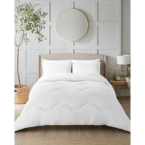 Parure de lit Simple sans Housse de Couette et taie d'oreiller avec Fibre avancée 4,5 tog Lavable en Machine Hypoallergénique Blanc Polaire Lit Simple (1/5)