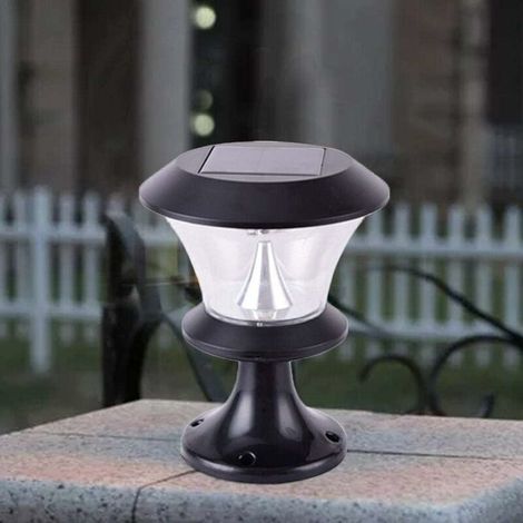 8 LED Garten Villa Landschaft Dekorative Pfostenleuchte Runde Solar-Säulenleuchte Gartentor Wandleuchte Rasenansicht Innenhof Villa Außenlaterne Pfostenleuchte (A: Warmes Licht) (1/4)