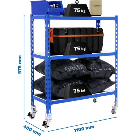 Simonrack Simonclick Mobile Superplus 3 mensole blu zincato