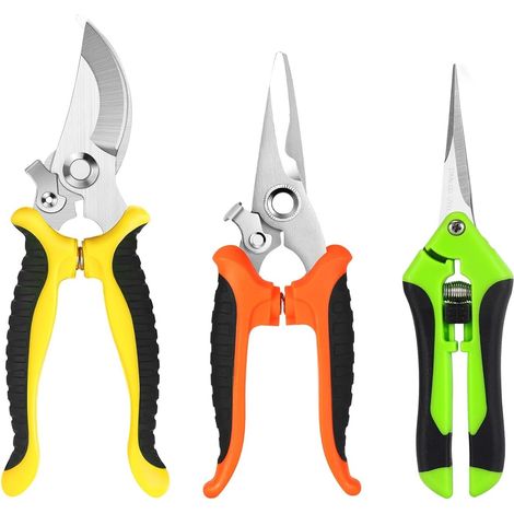 Gartenschere,3-Pack Edelstahl-Beschneidungsschere für Gartenarbeit,Gartenschere Set mit Aufbewahrungstasche,Gartenschere Handheld,Gartenwerkzeuge