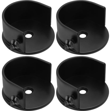 Lot de 4 Brides de Tringle à Rideau pour Décoration de Fenêtre avec Vis Réglable Et Bouchon en Forme de U pour Tringle de 28 Mm Noir (1/5)