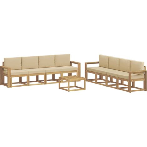Set di divani da esterno 9 pz Bianco e Beige vidaXL (1/5)