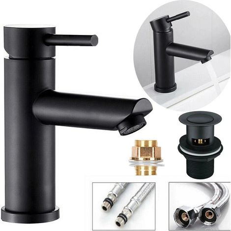 FLITI Single Hole Bathroom Washbasin Tap, Matte Black, Copper and Brass Mixer Tap with Ceramic Cartridge