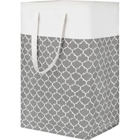 Panier à linge 80L (gris), grand panier à linge avec longues poignées renforcées, panier à linge pliable et autoportant (1/5)