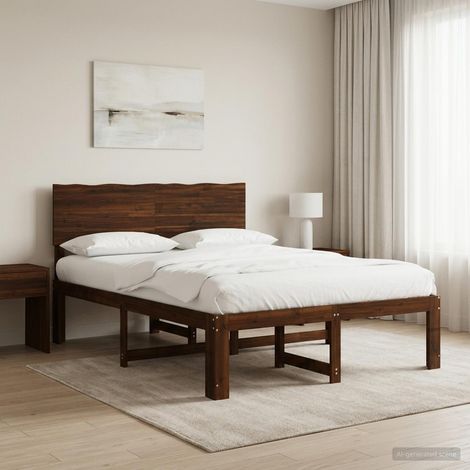 Cama doble con cabecero ROSTOCK Marrón Oscuro 140 x 200 cm (1/5)