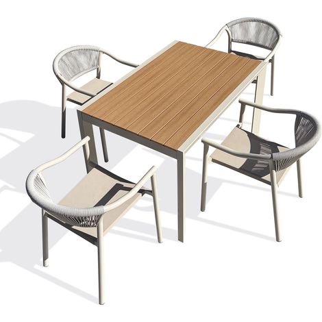 TONGA - Set da pranzo da giardino in alluminio per 4 persone - Grigio greige - DCB GARDEN