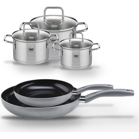 Lot de 2 Poêles 20/24 cm et 3 Faitouts 14/16/20 cm Elo Ducato