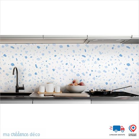 Crédence : Terazzo coloré 4 - Couleur Bleu pastel - Alu composite - 60 - 120 (1/3)
