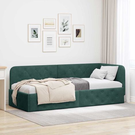 Eckbettgestell Dunkelgrün 80 x 200 cm Samt (1/5)