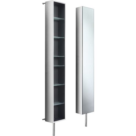 Cristina Ondyna – Armoire inox tournante 6 étagères en verre – Hauteur 183cm, largeur 25cm, profondeur 14,5cm – Fixation sur équerres inox