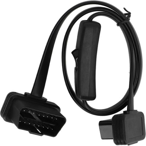 Câble adaptateur de diagnostic plat mâle noir à 16 broches, connecteur femelle, rallonge OBD2 à 8 conducteurs avec interrupteur (1/5)