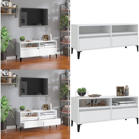 TV-Schrank Weiß 100x34,5x44,5 cm Holzwerkstoff - TV Schrank - Fernsehtisch - Wohnzimmerschrank - Regal - Weißer TV Stand - Home & Living