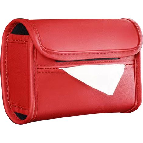 Boîte à mouchoirs pour accoudoir, boîte à mouchoirs en cuir PU résistant à l'usure pour siège arrière, porte-serviettes, rouge (1/5)