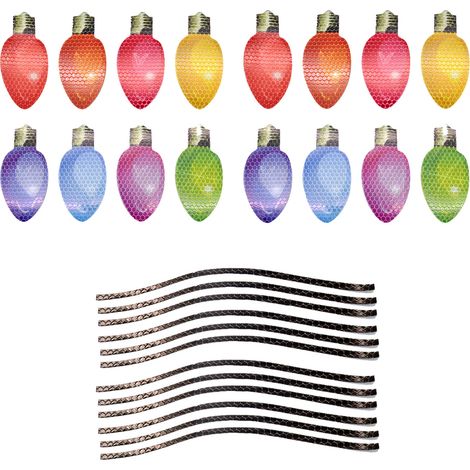 Set mit 16 reflektierenden, glühbirnenförmigen Dekomagneten für Auto und Kühlschrank, inklusive 16 Glühbirnen und 12 Drähten. (1/2)