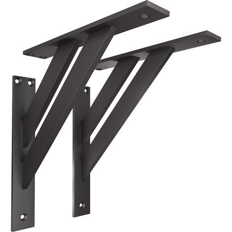 2 Pièces - Équerre Murale - Support Étagère - Aluminium Robuste 50 Kg - Pour Salon Cuisine Bureau - Noir - 24x24 Cm (1/5)