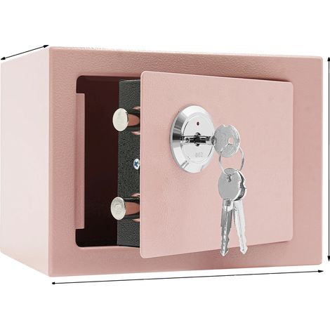 Coffre-fort, Construction en Acier Durable, Serrure Mécanique à Clé, Rose (1/2)