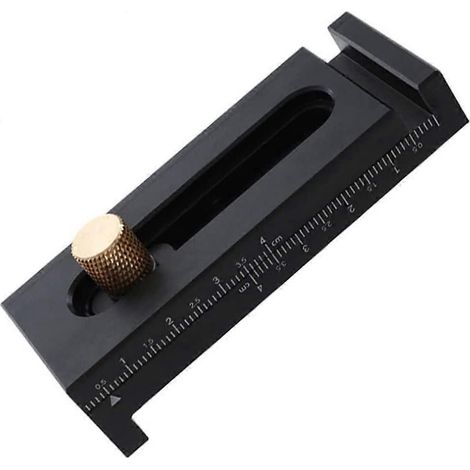 Outil de mesure d'écartement pour le travail du bois, en alliage d'aluminium, avec règle pour jointure de scie et outil de réglage de profondeur. (1/5)