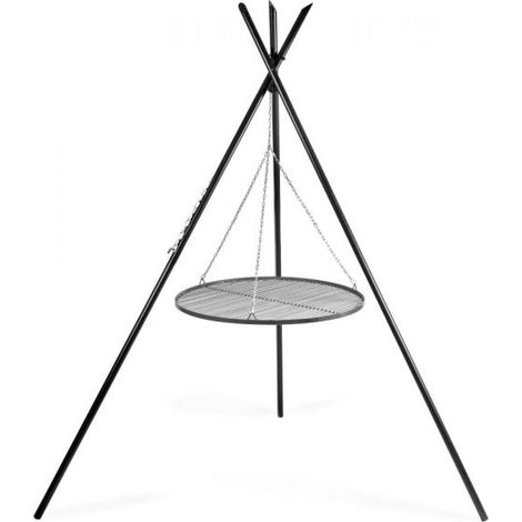 Barbecue Treppiede “TIPI” da 210 cm con Griglia in Acciaio Naturale da 70 cm