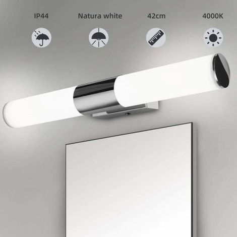 Applique murale pour miroir de salle de bain, plafonnier de salle de bain, éclairage de maquillage chromé, installation sans perçage, miroir LED (1/5)