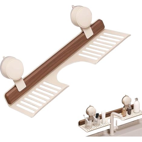 Étagère Murale Salle de Bain,Organisateur Murale à Ventouses au-Dessus du Robinet pour Salle de Bain Rangement pour Brosse Peigne Éponge Maquillage Papier Douche Douche Maison Cuisine (1/5)