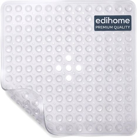 Tapis Baignoire Antidérapant, 53x53 cm, Tapis Douche, Bulles avec Ventouses sans BPA, Antibactérien, Résistant à la Moisissure, Lavable en Machine, Sécurité Familiale Blanc 53x53 cm (1/5)