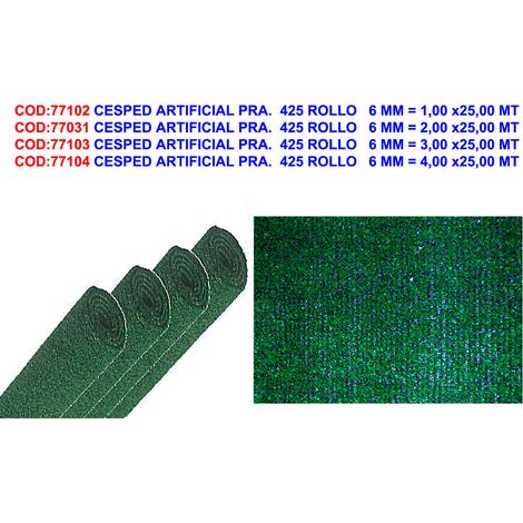 Gazon artificiel F.S. PRA. 425 Rouleau 6 mm 1,00 x 25,00 m