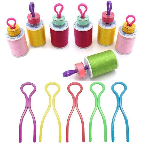 Lot de 100 clips de bobine en plastique colorés pour machine à coudre. (1/5)