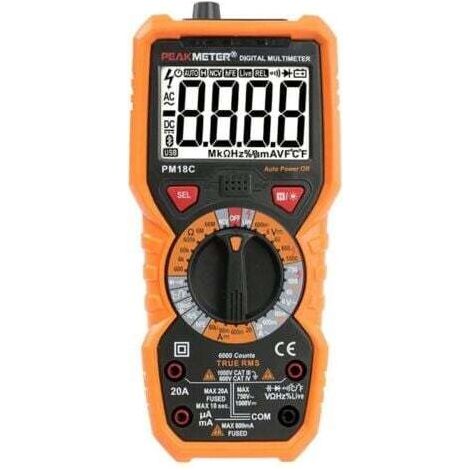 PM18C Digitales Multimeter AC/DC Automatischer digitaler elektrischer Tester Berührungsloser Voltmeter Amperemeter Ohmmeter Spannungsdetektor mit Haltefunktion und Hintergrundbeleuchtung