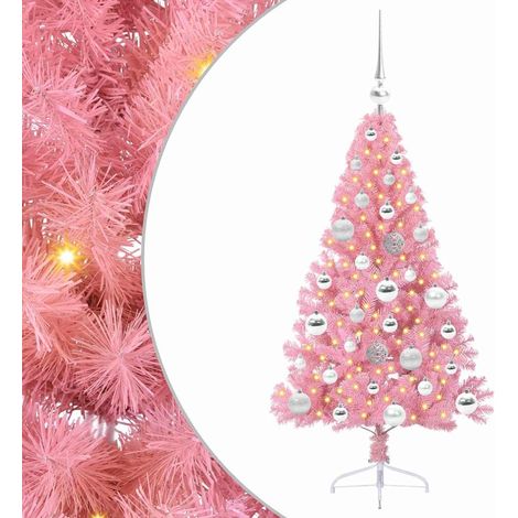 vidaXL Künstlicher Weihnachtsbaum -  Künstlicher vorbeleuchteter Weihnachtsbaum Rosa 120 cm PVC